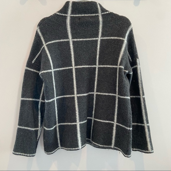 ARTISAN NY Sweater Grey Windowpane Wool Blend Turtleneck Medium - Picture 6 of 6